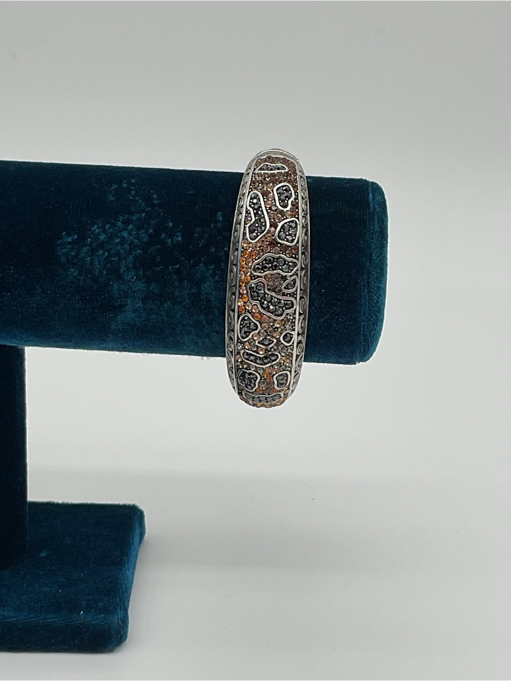 Brighton Leopard Totem Hinged Crystal Pave Bangle